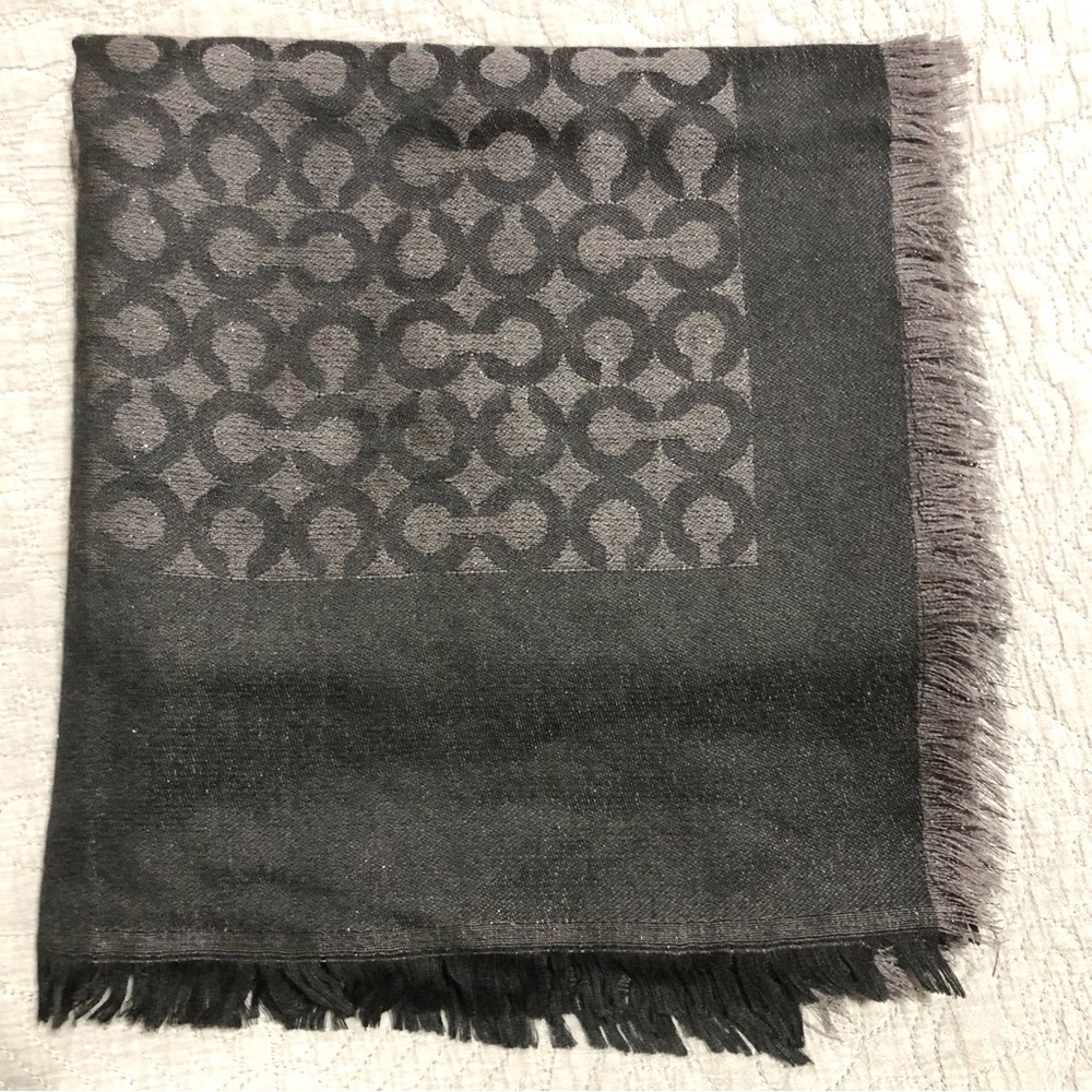 COACH Black/Gray Shimmering Scarf